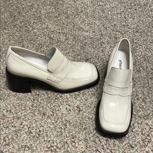 Jeffery Campbell new White leather heeled Loafers